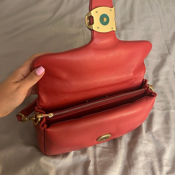 Coach Pillow Tabby Shoulder Bag 26, Red Apple, Leather, Small Purse, C Logo - Picture 11 of 13